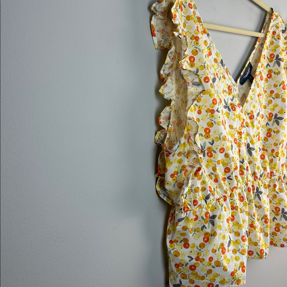 NEW ModCloth Fruit Print Ruffle Sleeveless Tank Top Cotton Peplum Blouse Size 2X - Picture 9 of 16